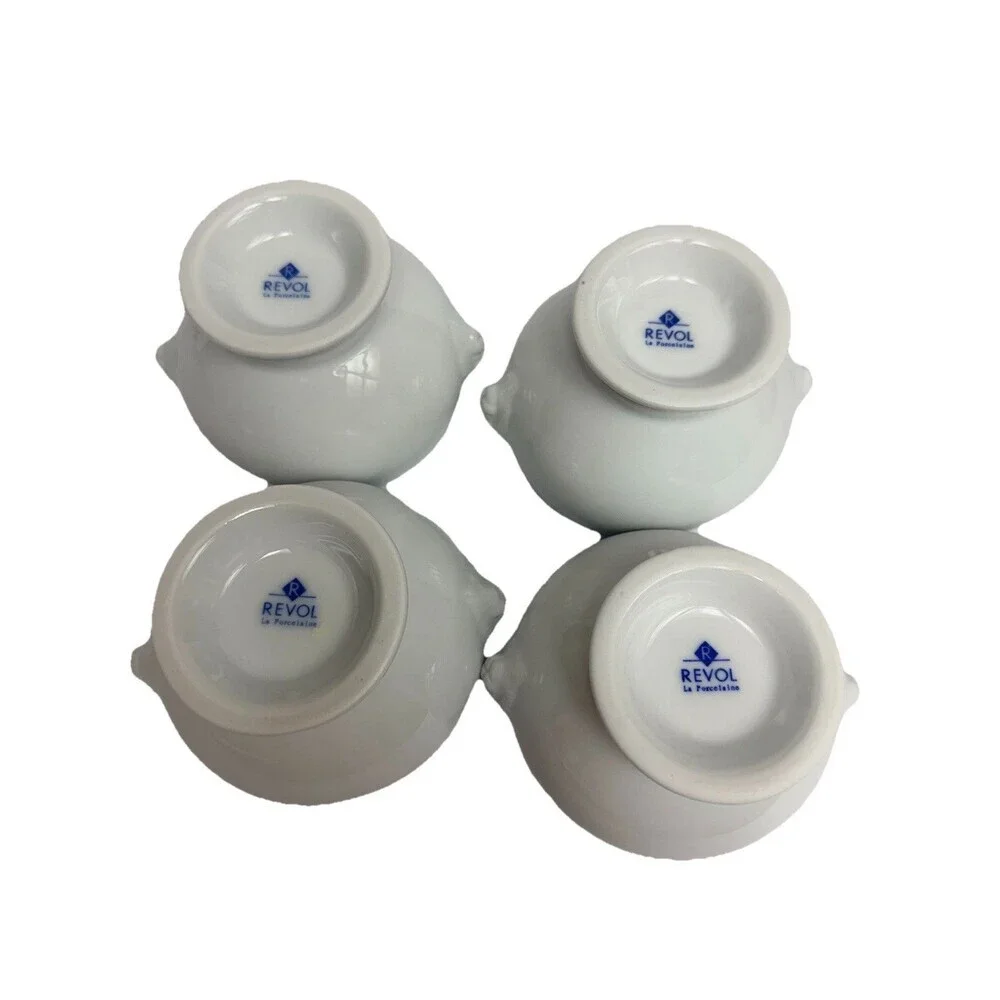 Revol French La Porcelaine Mini Lion Head Bowls White French Country Set of 4